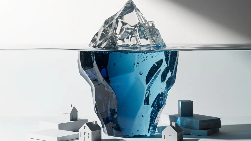 Métaphore visuelle de l'iceberg représentant le travail visible et invisible de l'agent immobilier