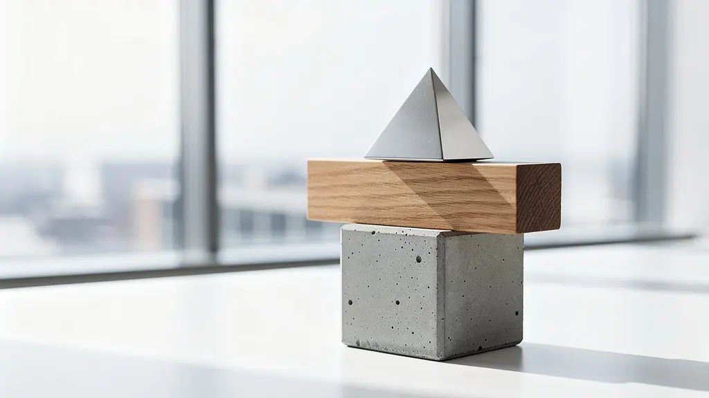 Composition minimaliste représentant trois niveaux d'investissement avec des symboles abstraits