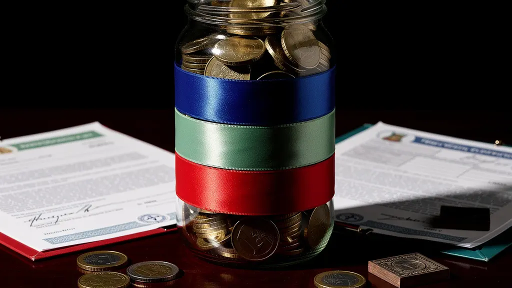 Représentation visuelle de la répartition des frais de notaire avec pièces de monnaie et documents