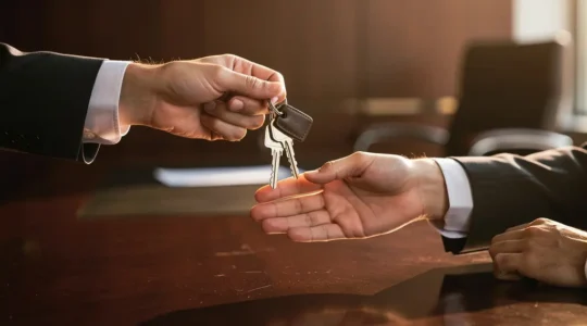 Signature de l'acte authentique de vente immobilière chez le notaire