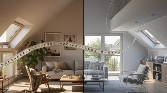 Comparaison visuelle des surfaces Loi Boutin et Loi Carrez dans un appartement